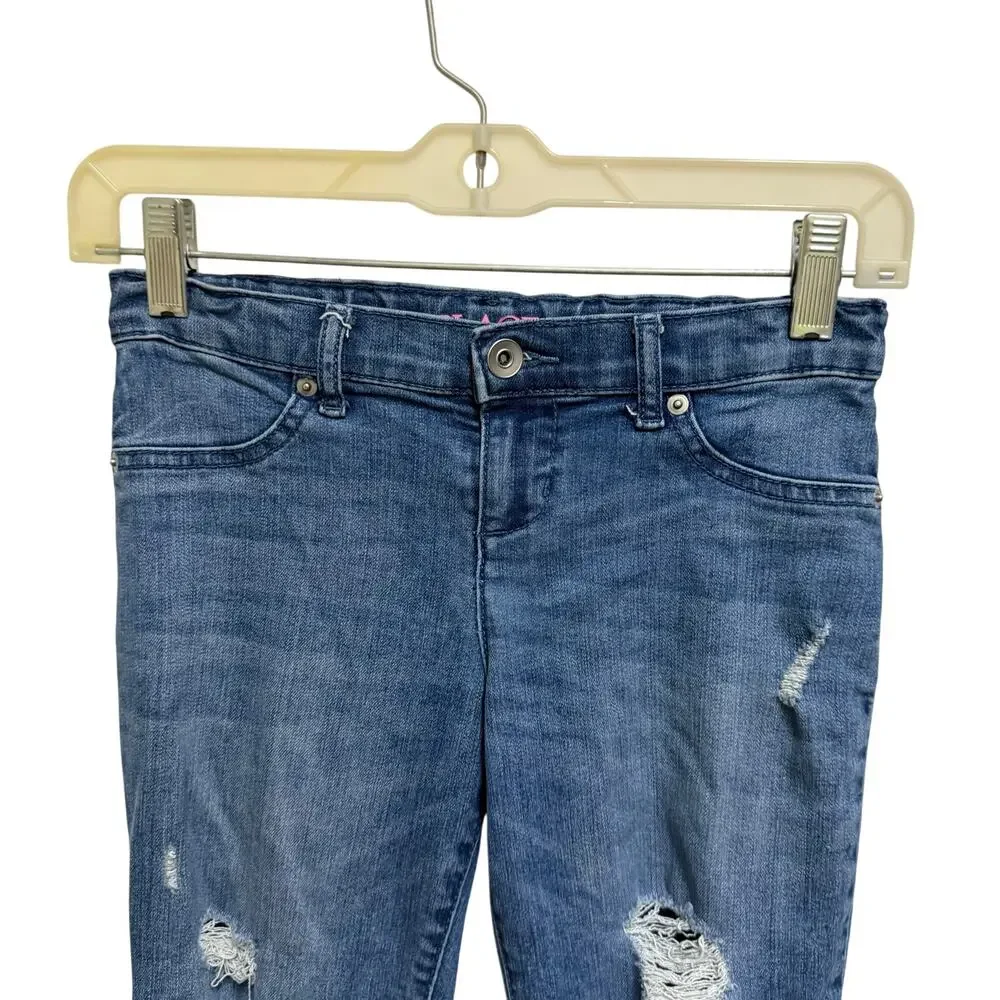 Children's Place Girls Jeggings Jeans Size 8 Distressed Blue Stretch Jeans Rips